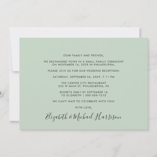 Faire-part Photo de mariage sage Happily Ever After Réception (Dos)