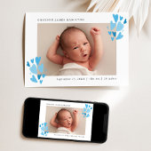 Faire-part Photo de naissance Cœurs Bleus Mignons