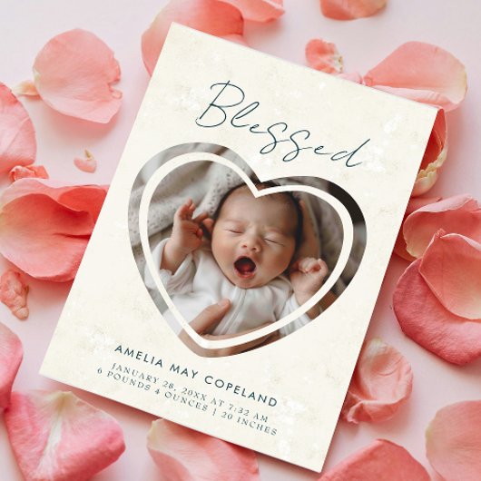 Faire-part Photo de naissance de bébé coupée moderne