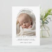 Faire-part Photo de naissance de bébé coupée moderne (Debout devant)