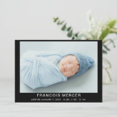 Faire-part Photo de naissance de bébé garçon (Debout devant)