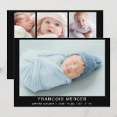 Faire-part Photo de naissance de bébé garçon (Devant / Derrière)