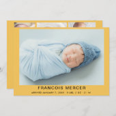 Faire-part Photo de naissance de bébé garçon (Devant / Derrière)