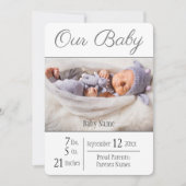 Faire-part Photo de naissance de bébé Gris Notre bébé (Devant)