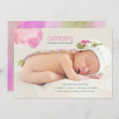 Faire-part Photo de naissance de la petite fille moderne (Devant / Derrière)