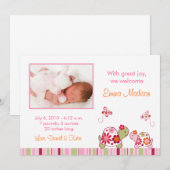 Faire-part Photo de naissance de la tortue tropicale branchée (Devant / Derrière)