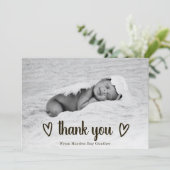 Faire-part Photo de naissance de mignonne simple Merci cardia (Debout devant)