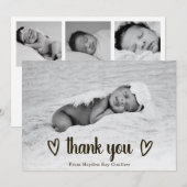 Faire-part Photo de naissance de mignonne simple Merci cardia (Devant / Derrière)