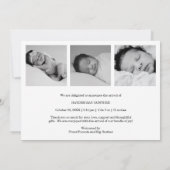 Faire-part Photo de naissance de mignonne simple Merci cardia (Dos)