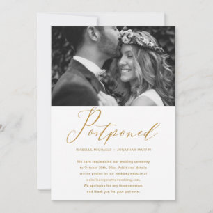 Faire-part Photo de nouvelle date de report de mariage en or