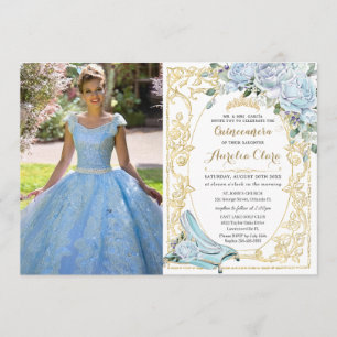 Faire-part photo de Quinceañera Cinderella Roses B