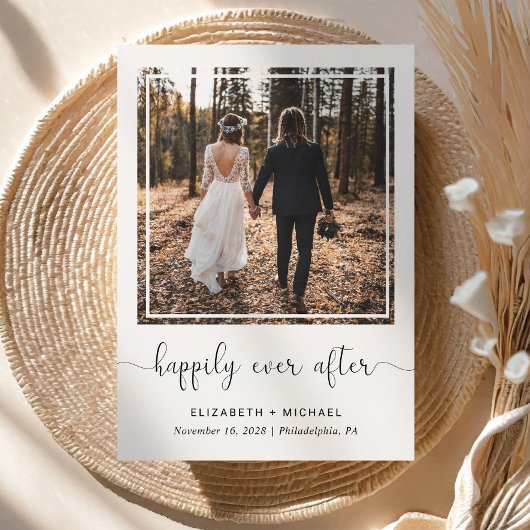 Faire-part Photo de réception de mariage Happily Ever After