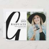 Faire-part Photo de remise de diplôme avec écriture minimale (Devant)