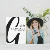 Faire-part Photo de remise de diplôme avec écriture minimale (Debout devant)
