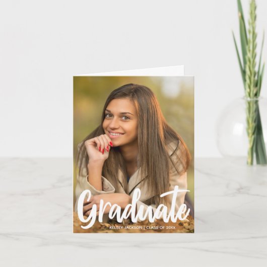 Faire-part Photo de remise de diplôme chic moderne plié avec  (Devant)