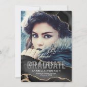 Faire-part Photo de remise de diplôme en or noir (Devant)