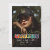 Faire-part Photo de remise de diplôme rétro années 60 hippie  (Devant)