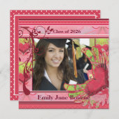 Faire-part Photo de remise des diplômes Aile Rose Classe de 2 (Devant / Derrière)