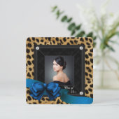 Faire-part Photo de remise des diplômes Léopard Bleu Royal (Debout devant)