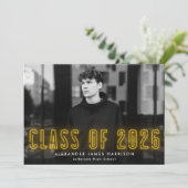 Faire-part Photo de remise des diplômes néon jaune moderne de (Debout devant)