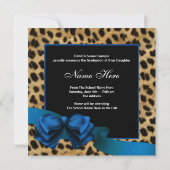 Faire-part Photo de remise des diplômes Royal Blue Léopard (Dos)