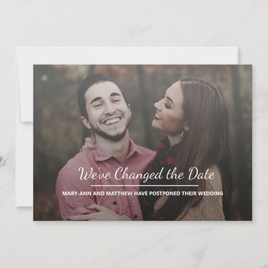 Faire-part photo de report mariage (Devant)