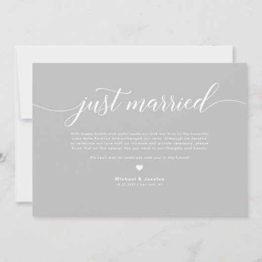 Faire-part Photo De Script Curling White Just Married Overlay (Dos)