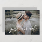Faire-part Photo De Script Curling White Just Married Overlay (Devant / Derrière)