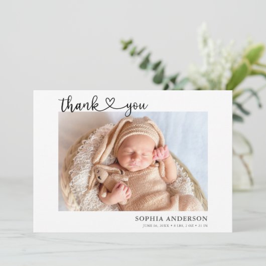 Faire-part photo de script de Merci (Debout devant)