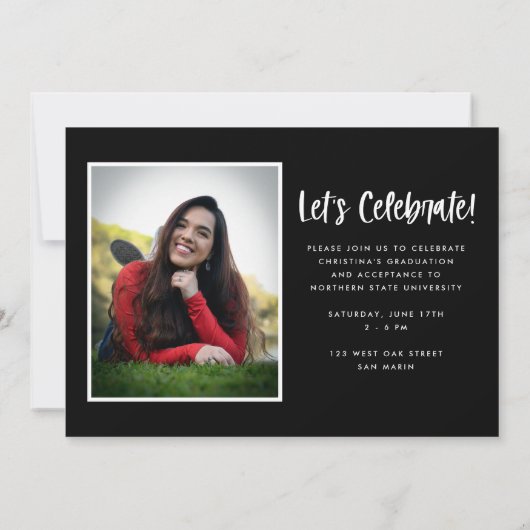 Faire-part Photo de script moderne Diplôme Photo (Dos)