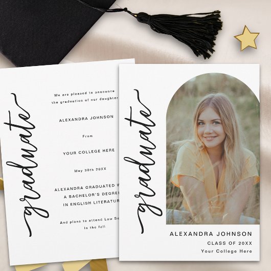Faire-part Photo de script tendance moderne en arc