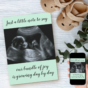 Faire-part Photo de sonogramme personnalisé vert menthe pour