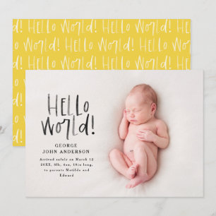 Faire-part Photo de typographie jaune moderne et minimaliste