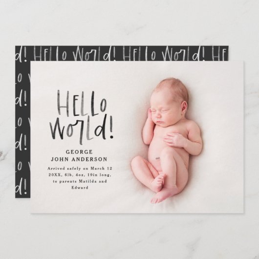 Faire-part Photo de typographie monochrome minimale moderne (Devant / Derrière)