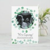 Faire-part Photo d'échographie Eucalyptus Verdure Grossesse (Debout devant)