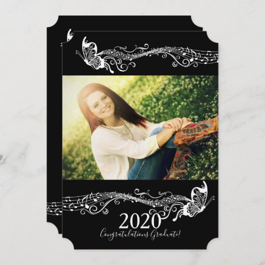 Faire-part photo des diplômés en musique papillon