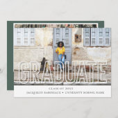 Faire-part photo des diplômés en typographie moder (Devant / Derrière)