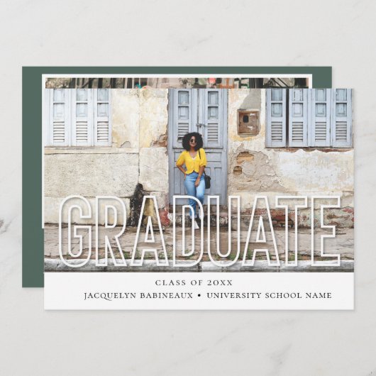 Faire-part photo des diplômés en typographie moder (Devant / Derrière)