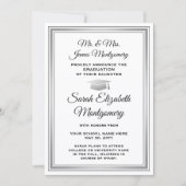 Faire-part Photo Des Parents Graduation Noir, Blanc & Gris (Devant)