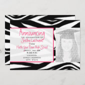 Faire-part photo d'impression Zebra & Pink (Devant / Derrière)