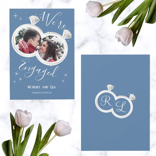 Faire-part Photo du fiançailles Ring Couple Nous sommes engag