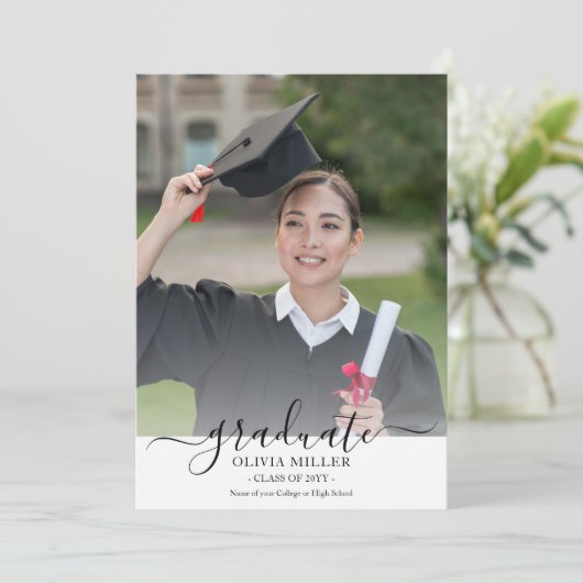 Faire-part photo du fleur sauvage Graduation Party (Debout devant)