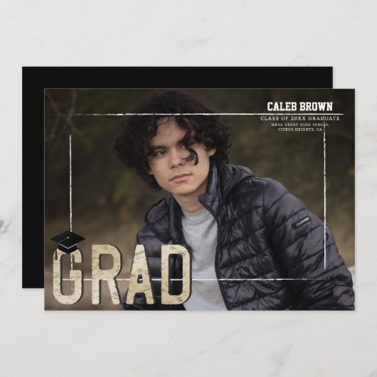 Faire-part photo d'un diplôme d'études supérieures (Devant / Derrière)