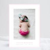 Faire-part photo élégant cadre rose doux bébé naissance