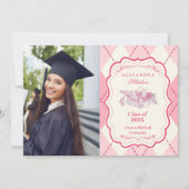 Faire-part Photo Elegant Coquette Pink Bow Graduation (Devant)