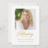 Faire-part Photo Elegant Gold Script Funeral Card (Devant)