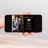 Faire-part Photo élégante Black Gold College Graduation