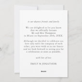 Faire-part photo Elopement minimaliste (Dos)