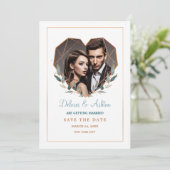 Faire-part Photo en forme de coeur Enregistrer la date de l'a (Debout devant)