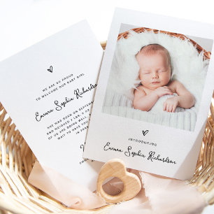 Faire-part Photo et coeur doux et simple   Naissance